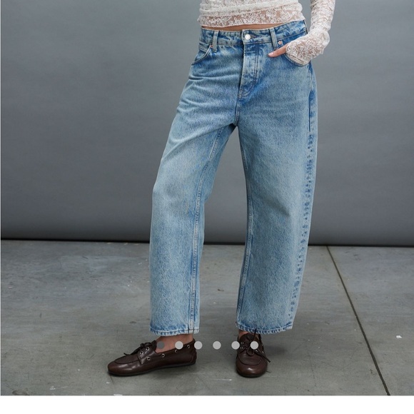 Free People We the Free Deep Trance Dropped Barrel Boyfriend Jeans Women's 28 - Picture 2 of 14